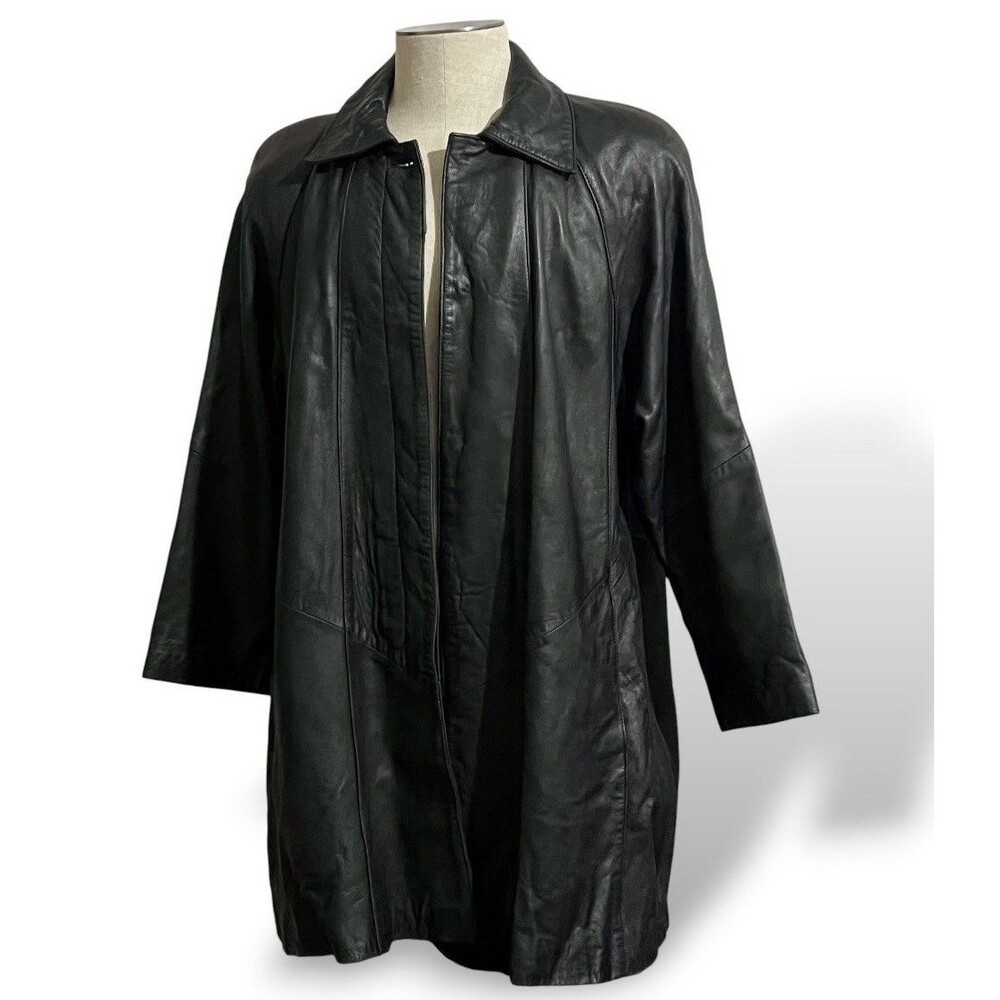 Vintage 1980’s Black Genuine Leather Jacket - TIBOR Leathers - Women’s Sz Large